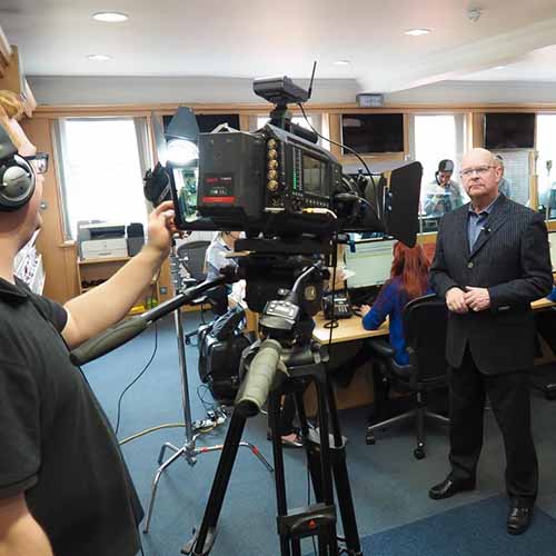 A photograph of professional training video production.